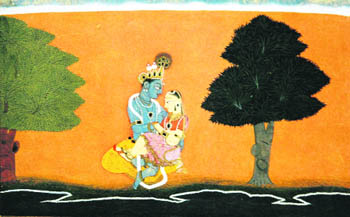 A folio featuring Krishna with a gopi from Geet Gobinda series