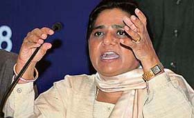 UP Chief Minister Mayawati addresses a press conference in New Delhi