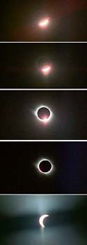 A combo photo shows the solar eclipse seen in Jiuquan, north China's Gansu province