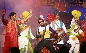 Punjabi singer Jazzy B performs during a function at GRD Academy, Humbra Road, Ludhiana