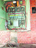 An uncovered electricity junction at the shopping complex at the Punjab & Haryana Secretariat in Chandigarh