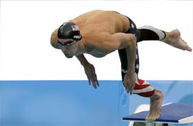 Phelps starts his mens 200m butterfly final at National Aquatic Centre during the Beijing Games