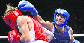 Boxer Akhil Kumar (left) scored a dramatic come-from-behind victory against Russian world champion Sergey Vodopyanov (crying at right after he lost) at the Olympic Games on Friday. 27-year-old Akhil from Bhiwani in Haryana stunned Vodopyanov in an edge-of-the-seat bout to enter the quarter-finals and put himself just one win away from a medal.