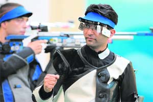 Abhinav Bindra reacts after he was announced the winner