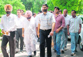 Former PU student council president Dayal Pratap Randhawa on his way to file nomination papers at PU in Chandigarh on Monday.