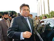 Musharraf leaves the presidential house on Monday.