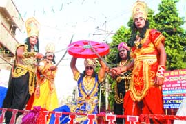 A colourful shobha yatra was taken out in the city to mark the Janmashtami celebrations.