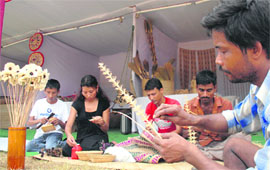 Artisans from the north-east exhibit their skills during the inauguration of the ‘North-East Crafts’ fair at Bal Bhawan, Sector 23, in Chandigarh on Wednesday.