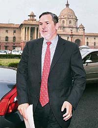 US assistant secretary of state for South Asia Richard Boucher arrives for a meeting in New Delhi