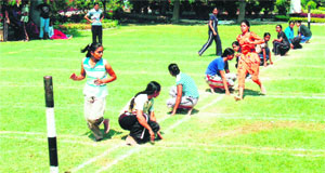 Students take part in inter-class kho-kho championship at Guru Nanak National College in Doraha.
