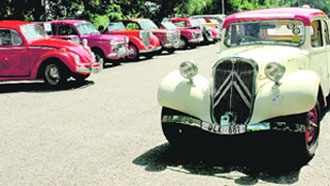 Vintage cars on display at the Lake Club. As part of the World Tourism Day celebrations, a rally of classic cars will be flagged off from the club on Sunday.