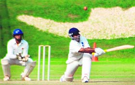A match between Indian Oil and MRF Chennai in progress during the 15th J.P. Atray Memorial Cricket Tournament in Chandigarh