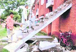 The broken steps of a 13-type house in Sector 28 of Chandigarh