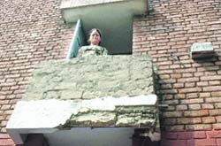 The dilapidated balcony of a 13-type house in Sector 28, Chandigarh