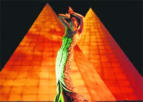 Spanish flamenco dancer Isabel Bayon performs during the rehearsal of ‘Tortola Valencia’ at the Biennial of Flamenco in Seville