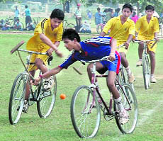 Players in action at Polo Ground in Patiala on Wednesday.