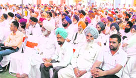 Farmers at the district farmers training camp in Ludhiana on Wednesday.