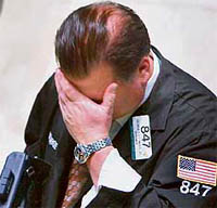 Gloom on New York stock exchange.