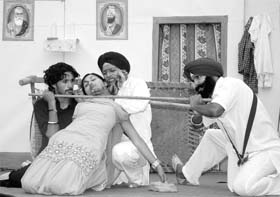 Artistes perform a play during the second day of Punjabi University Zonal Youth Festival at Prof. Gursewak Singh Physical College of Education in Patiala