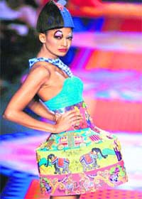 A model presents a creation from designer Manish Arora's Spring/Summer 2009 collection at the Wills Lifestyle India Fashion Week in New Delhi