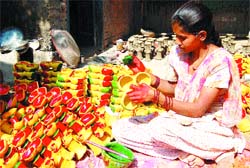 With Divali round the corner, the demand for earthen lamps has shot up