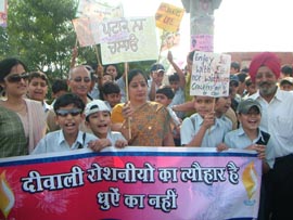 Students take part in an anti-cracker rally in Amritsar.