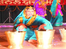 A girl performs giddha at the zonal youth festival in Guru Nanak Dev University, Amritsar