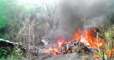 Beechcraft C-90 King Air plane on fire after it crashed at Jugiana village in Ludhiana district