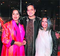 Bollywood actor Shabana Azmi along with MP Shashi Tharoor and Director Deepa Mehta at the opening reception of the Mahendra Film Festival in New York