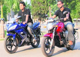 Stunt Staple: Guys gear up for some dare-devil action on bikes