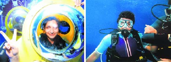 Dr Meera; and (right) Dr Vikas Hind during scuba diving