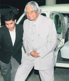 Dr A. P. J. Abdul Kalam arrives at the UT Guest House in Chandigarh