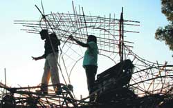 Students of Art College prepare for the Chandigarh carnival on the college campus in Sector 10 on Saturday.