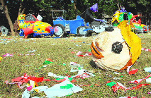 Toons reduced to trash at the carnival site.