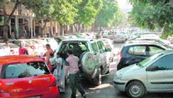A parking lot in Sector 17, Chandigarh.