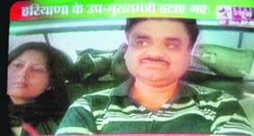 A TV grab shows Chander Mohan and Anuradha Bali