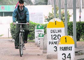 Where does one get to see so many milestones together? Well, they are there for everyone to see in Sector 19, near Madhya Marg