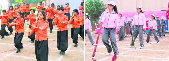 Students take part in the annual sports day events of the local American Montessori Public School