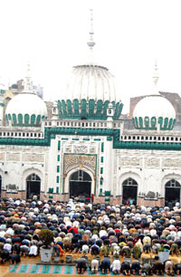 Muslims offer namaj on the occasion of Id-ul-Zuha at a mosque in Amritsar on Tuesday.