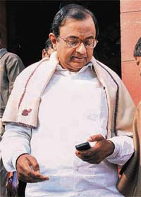 Union home minister P. Chidambaram at Parliament House in New Delhi