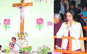 A prayer service at the St. Mary’s Church in Haridwar; and (right) a young devotee