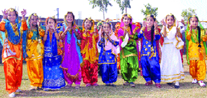 Tiny tots of CJS School rehearse a Punjabi folk dance before their annual function in Jalandhar.
