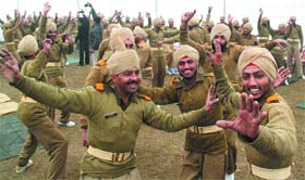 PAP personnel dancing on dhol beats