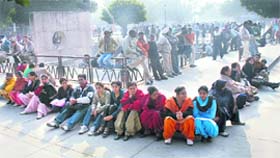 People make the most of the sun at Chandigarh’s Sector 17 Plaza on Friday