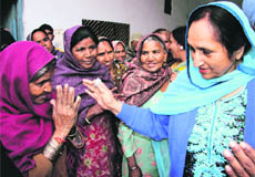 Chief Minister Parkash Singh Badal’s wife Surinder Kaur in Bathinda on Friday.