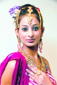 A model displaying the designs