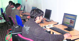 The library centre on the Kashmir University campus.