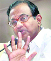 Home Minister P Chidambaram during a meeting to review security situation in Hyderabad on Friday.