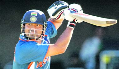 MASTERS STROKE: Sachin Tendulkar plays a shot during the third One-Day International against New Zealand in Christchurch