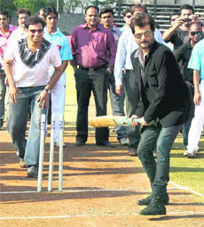 Bollywood actor Anil Kapoor launches the Midday Corporate Cricket league in Mumbai.